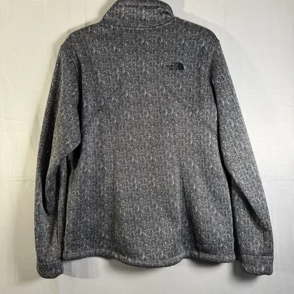 The North Face Women’s Large Jacket Gray Herringbone Softshell Fleece Zip Up - Picture 2 of 11